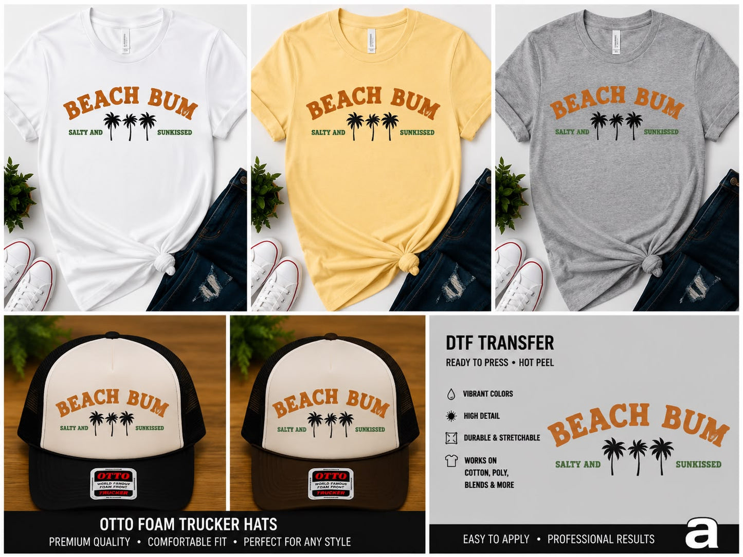 Beach Bum Salty and Sunkissed DTF Transfer