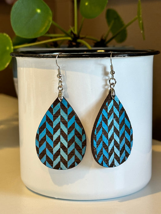 Deuce Blue Chevron Earrings