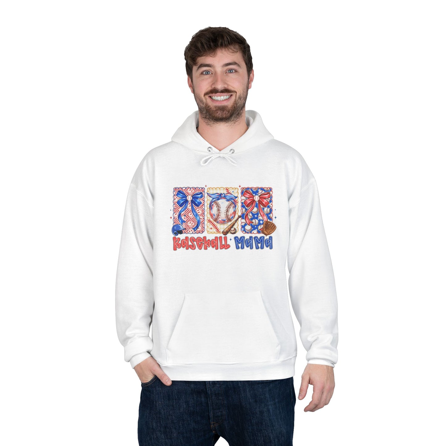 White Hoodie with Patriotic 'Natural Woman' Retro Art Print