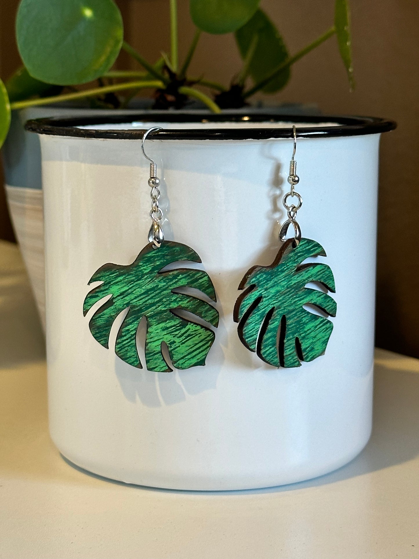 Bright Monstera Earrings