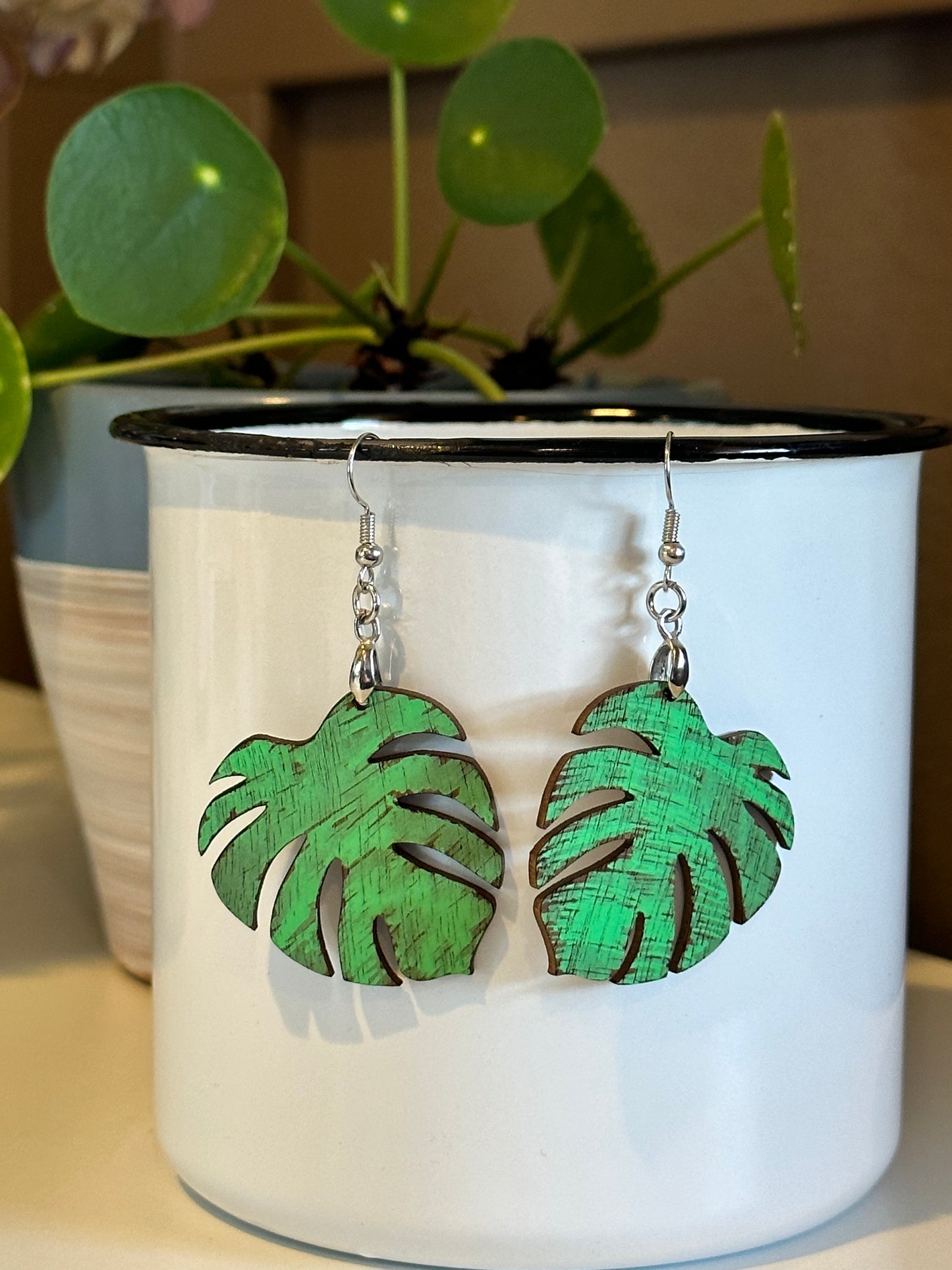 Bright Monstera Earrings