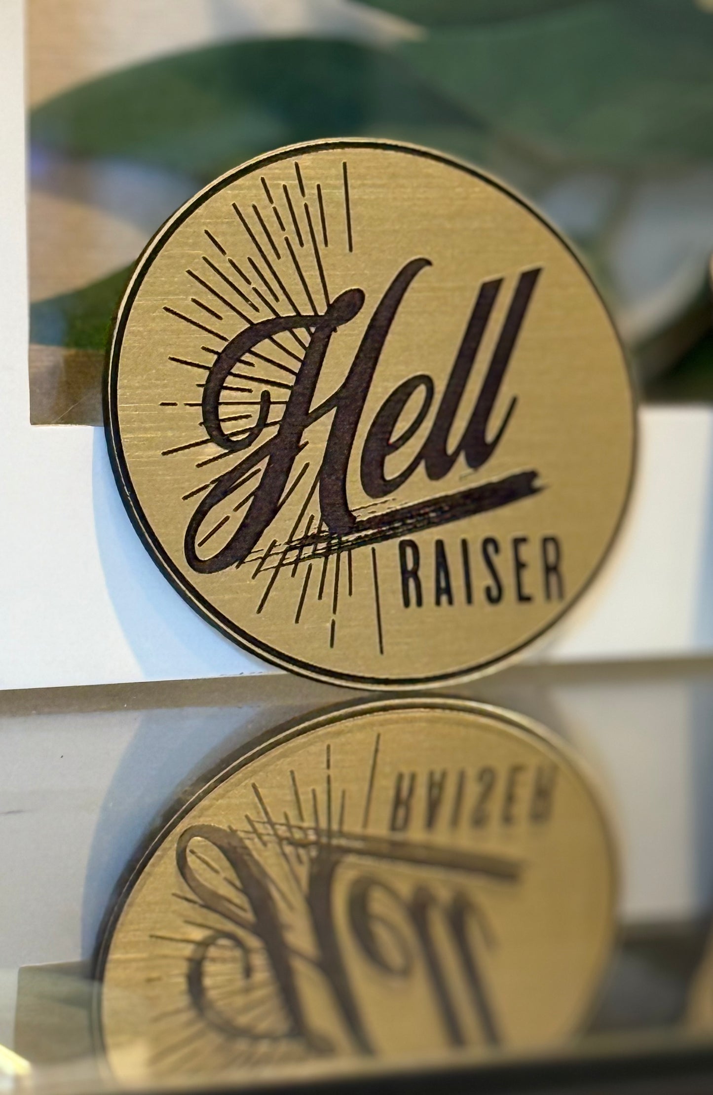 Gold Engraved Hell Raiser Hat Patch