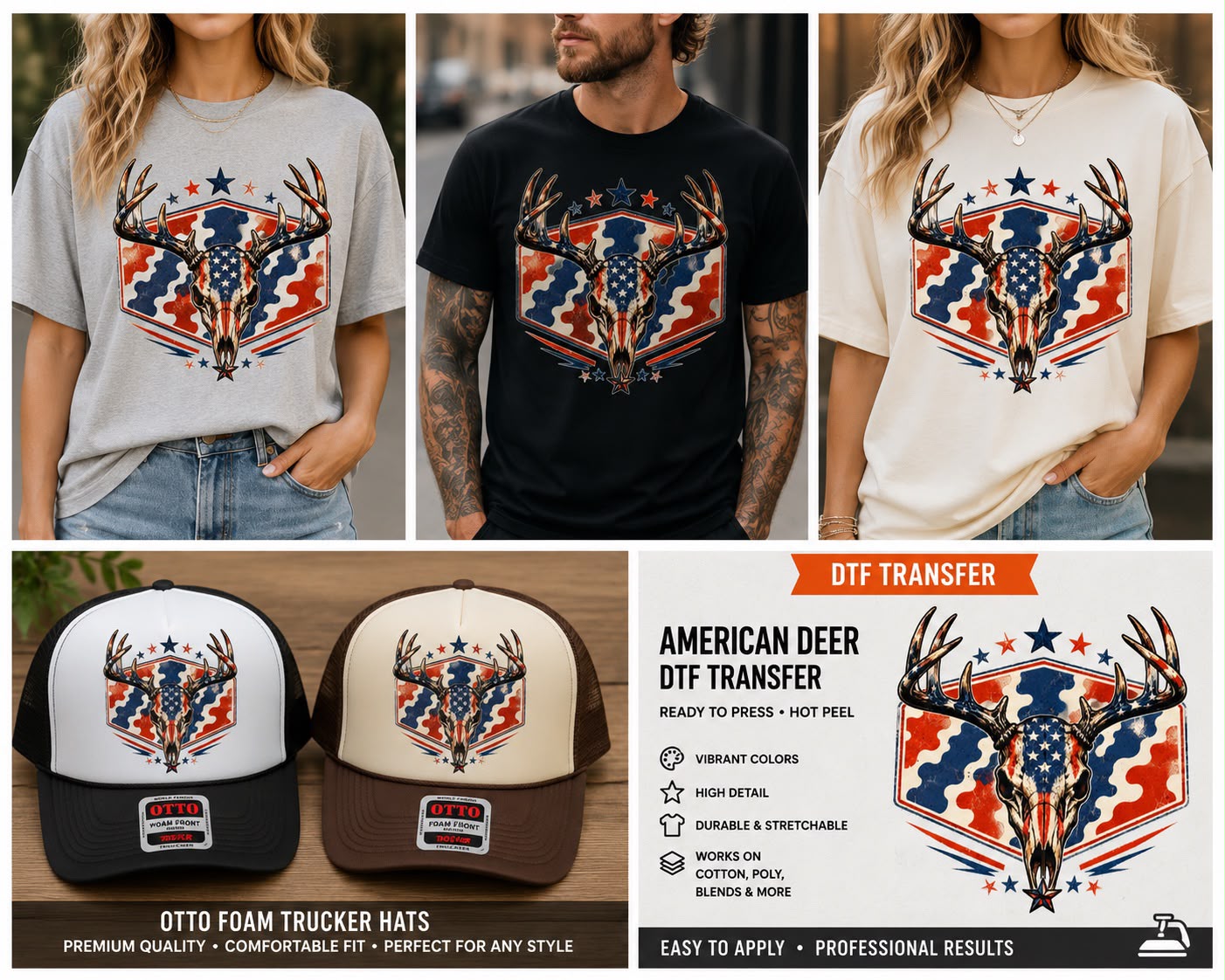 American Deer DTF Transfer