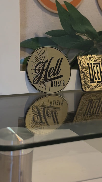 Gold Engraved YeeHaw Buckle Hat Patch